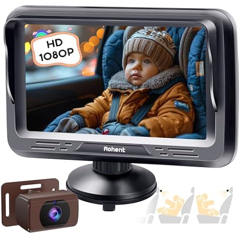 Rohent Brown Baby Car Camera - 1080P HD, 360° Adjustable, Night Vision, 150° Wide-Angle Lens, Easy Installation, Perfect Match for Brown Car Interiors, Ideal for Parents, Grandparents & Families Cover