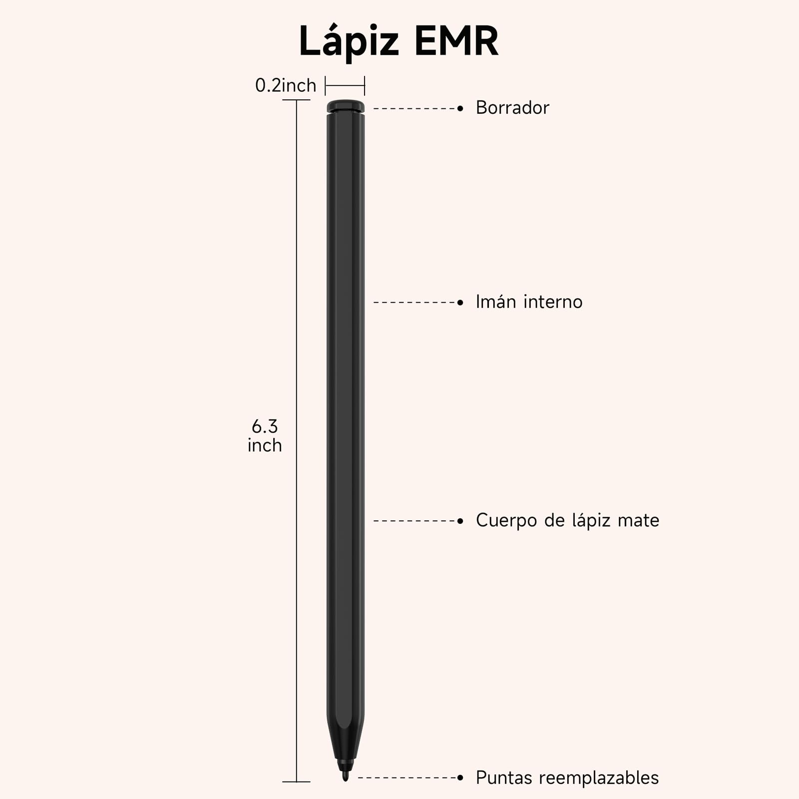 Lápiz Compatible Remarkable 2, Lápiz Capacitivo EMR con Borrador, Nivel de Presión 4096, Rechazo de Palma y Sensible a la Inclinación, Stylus Digital Compatible con Remarkable 2/1/Kindle Scribe
