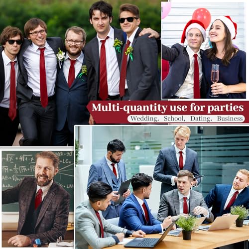 Image of Syhood 6 /12 /24 Pcs Men Ties Set Solid Satin Pure Color Business Formal Necktie Tie 57 inch for Men Occasion Wedding