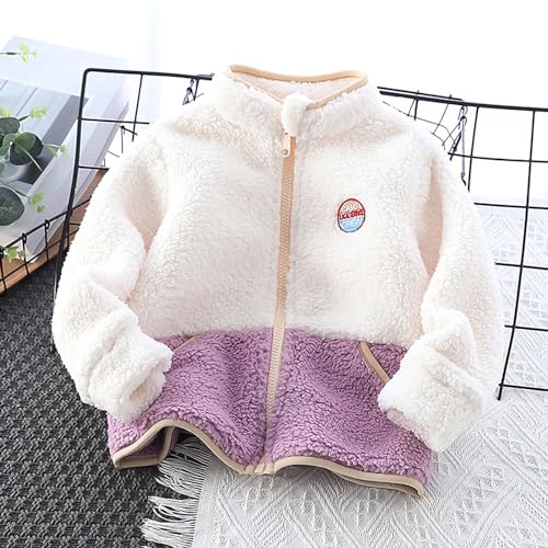 Kids Girls Polar Sherpa Fleece Full-Zip Jacket Fall Thicken Outerwear Fall Winter Warm Coats Color Block Puffer2