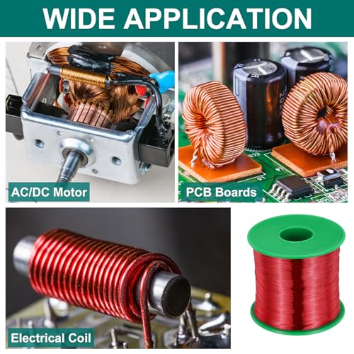 QUARKZMAN Kupferlackdraht 0.2mm, 32 AWG, isolierter bis 155°C Kupferdraht, Lackdraht für Transformatoren, Handwerk, Elektrik und DIY, Rot (453G）