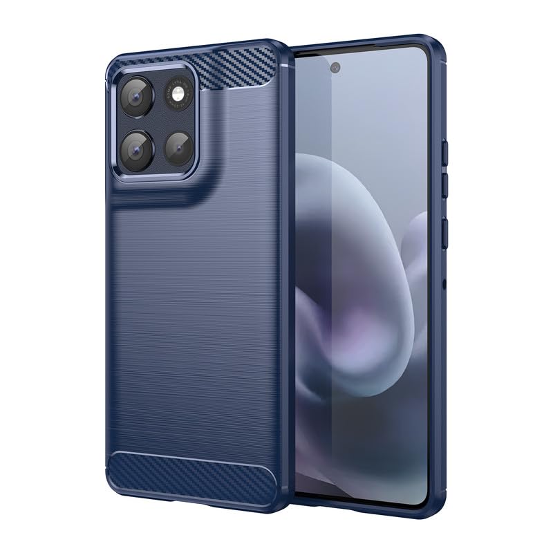Image of Hybrid Carbon Fiber Back Case for Motorola Moto G86 Power 5G / G86 5G (Blue)