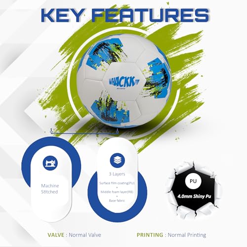 Image of WHACKK Zico HT-PU Football Size 5 Soccerball Hand Stitched for Practice & Training - Original PVC Waterproof. 3 Layered Ideal Sports Ball for All Ages on Ground, Grass and Turf