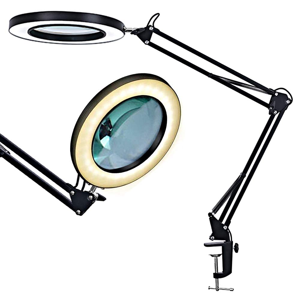 Magnifying Glass with Light and Stand Stepless Dimming8X Magnifing