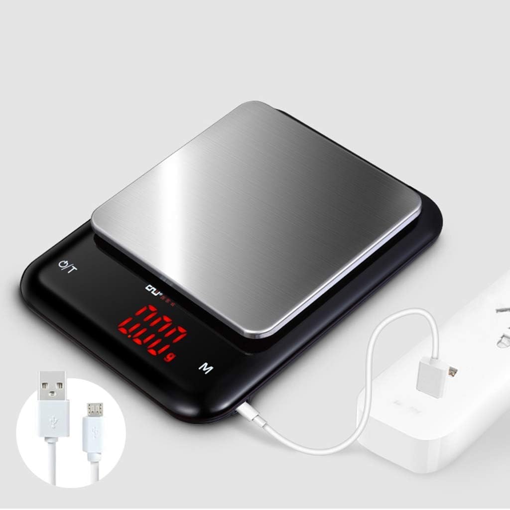 Waga kuchenna z ładowaniem USB Cyfrowa waga kuchenna Waga spożywcza Stal nierdzewna Waga elektroniczna Podświetlany wyświetlacz LED Funkcja tarowania (500 g / 0.01 g) (Color : 3000g/0.1g)