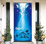 Birth of Jesus Door Cover Christmas Night Manger Nativity Scene Door Banner Large Religious Christma