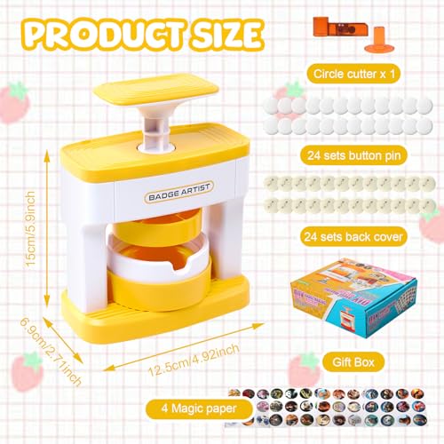 Les-Theresa Badge Maker Machine, Badge Machine with 24 Badges Button Maker Machine, Badge Press Machine Abs Pin Maker Machine - Image 3