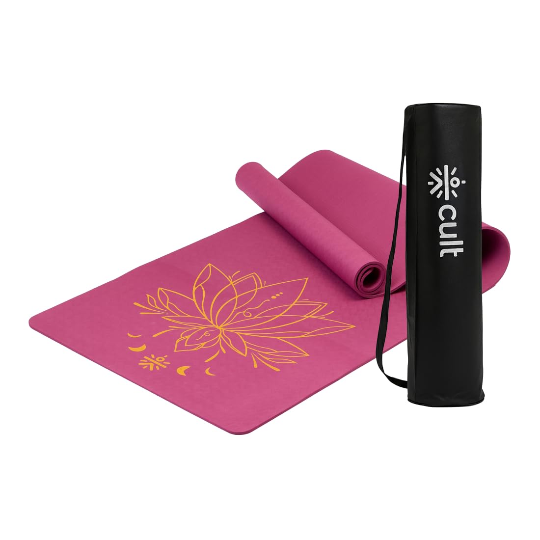 Yoga Mat-Unisex-TPE-Purple-Lotus Print-6 Mm-With Bag and Strap-picture-28