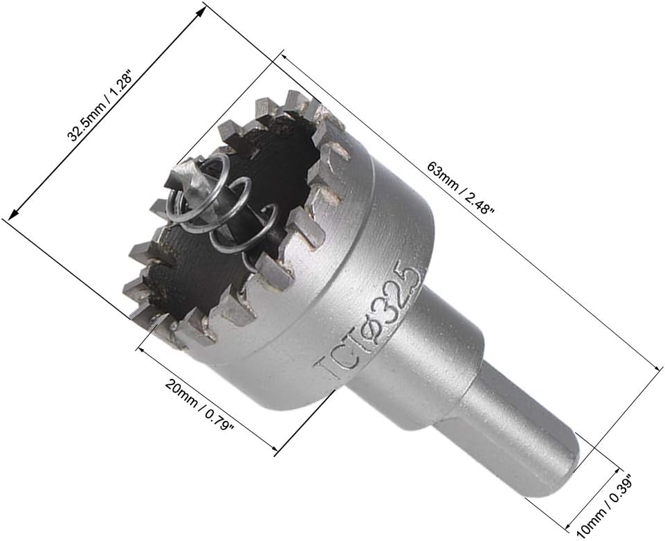 sourcing map 32.5mm Carbide Hole Cutter, Hole Saws for Stainless Steel Sheet Metal High Density Carbide Tooth, 2pcs - Image 3