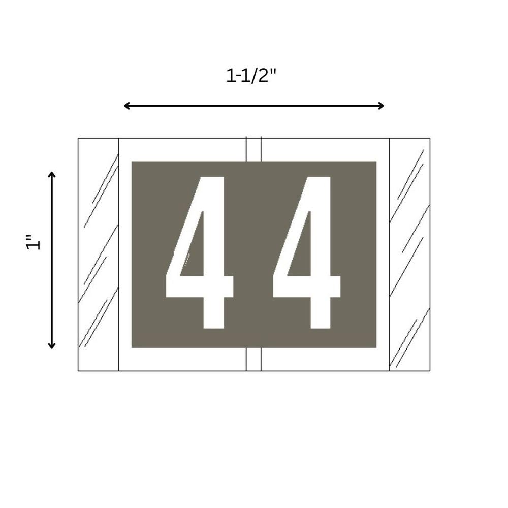 Tabbies Etichette numeriche originali COL'R'TAB serie 11000, grigie, "4", 1"H x 1-1/2"W, carta resistente e resistente allo sbiadimento, prodotte negli Stati Uniti, 500 etichette/rotolo