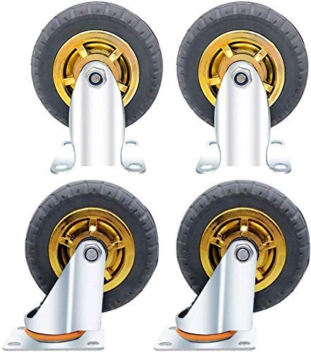 ZUQIEE 4 Castor Wheels，Heavy Duty Castors Swivel Wheel Rubber Casters For Furniture Table Trolley Bed Workbench 5-inch Casters Frequency Inverter
