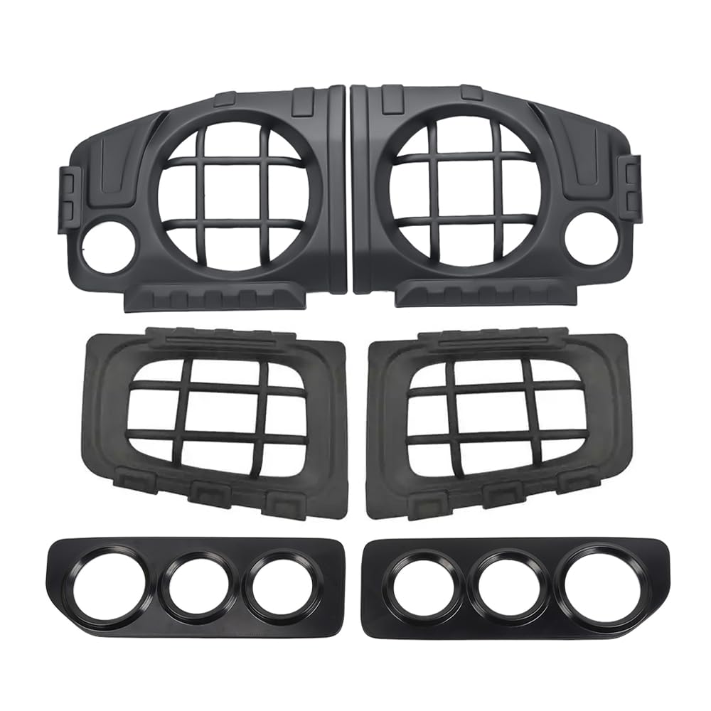 Car Front Headlight Guards + Front Fog Light Covers + Taillight Rear Tail Lamp Guard Protector for Suzuki Jimny 2019-2025 Exterior Accessories (Black)