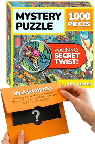 Image of Odd Pieces Jigsaw Puzzles 1000 Pieces with Storytelling Comics, for Women, White Elephant, Mystery Puzzle for Adults & Kids - 19.7'' x 27.6'' Frameable Magic Puzzle Art (AstroGastro)