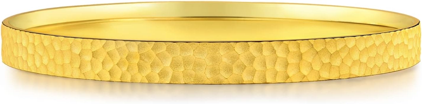 CHOW SANG SANG Dazzling Mirror Gold 999.9 24K Solid Gold Price-by-Weight Gold Shiny Hammered Finish Slip-On Bangle for Women 91307K