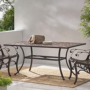 Christopher Knight Home Jamie Outdoor Rectangular Cast Aluminum Dining Table, Shiny Copper Christopher Knight Home Jamie Outdoor Rectangular Cast Aluminum Dining Table Shiny Copper