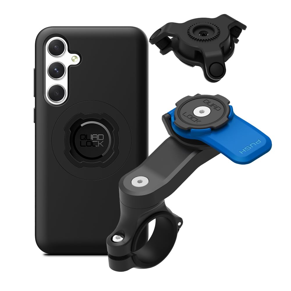 Quad Lock Moto Handlebar Kit with Dampener and MAG Case for Galaxy A35
