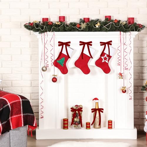 Image of Tsorode 10 Yards Red Velvet Ribbon for Christmas Tree,5 /8 Inch