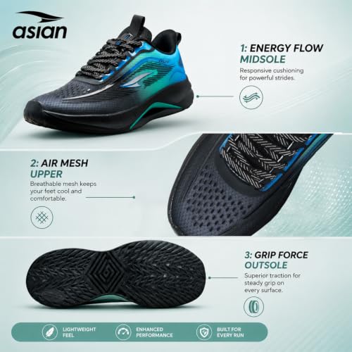 Image of ASIAN Quantum-13 Men's Lightweight Running Shoes | Breathable Sports Sneakers with Advanced Cushioning for Running, Training Athletic Sports Shoes for Daily Use