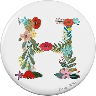 Letter H Floral Monogram Initial Kitchen Refrigerator Locker Button Magnet