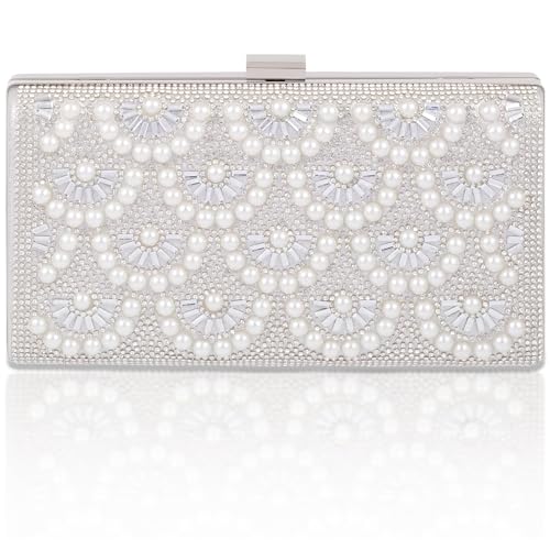 Image of Evening Clutch Pearl Purse for Women, Party Clutches Bag Wedding Formal Handbags