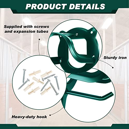 Image of Dunzy 6 Pcs 3 Pcs Bridle Hooks Horse Bridle Rack, Dark Green | Metal Horse Bridle Rack for Barn Storage, Includes Mounting Hardware and Anchors, Space Saving Hooks for Halters and Reins