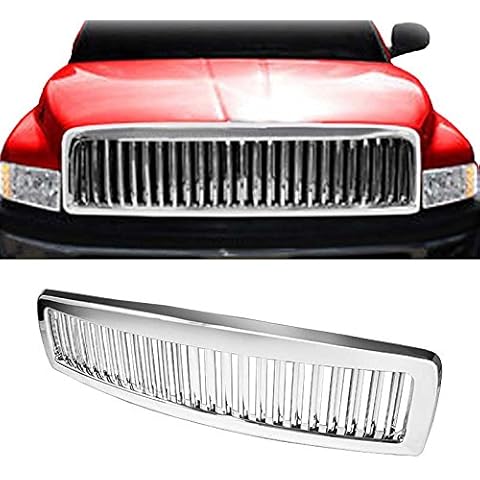 VIOJI 1pc ABS Plastic Chrome Upper Badgeless Vertical Style Grille Compatible with 94-98 Dodge Ram Pickup 99-01 1500 Pickup (Except Sport) 99-02 2500 3500 Pickup (Except Sport) Cover