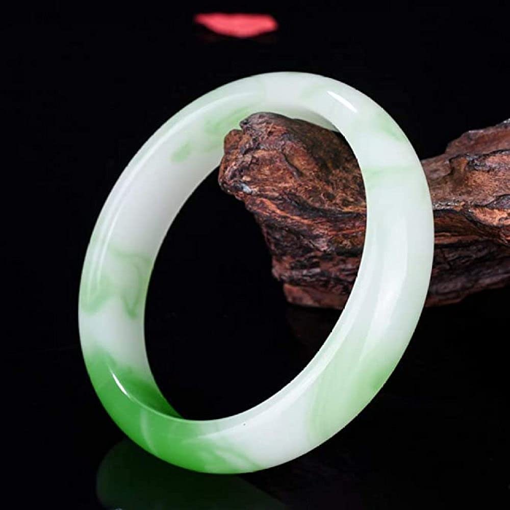 Braccialetti di Giada da Donna, Braccialetti di Giada con Fiori galleggianti Verde Chiaro, Braccialetti di Giada in Stile Cinese, Porta Fortuna, Gioielli Cinesi Feng Shui, 56-62 mm, 60 mm(56mm
