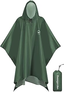 Beesgarden Leichter Wasserdichter Regenponcho mit TPU-Beschichtung, 8000mm Wasserdichte Bewertung, Damen Herren Tragbares Atmungsaktiver Wiederverwendbar Regenjacken für Camping Wandern Fahrrad Angeln