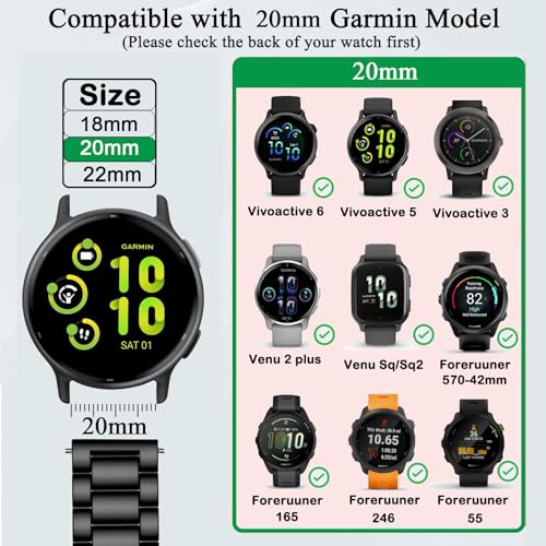 Correas metálicas de 20 mm para relojes Garmin miniatura 3
