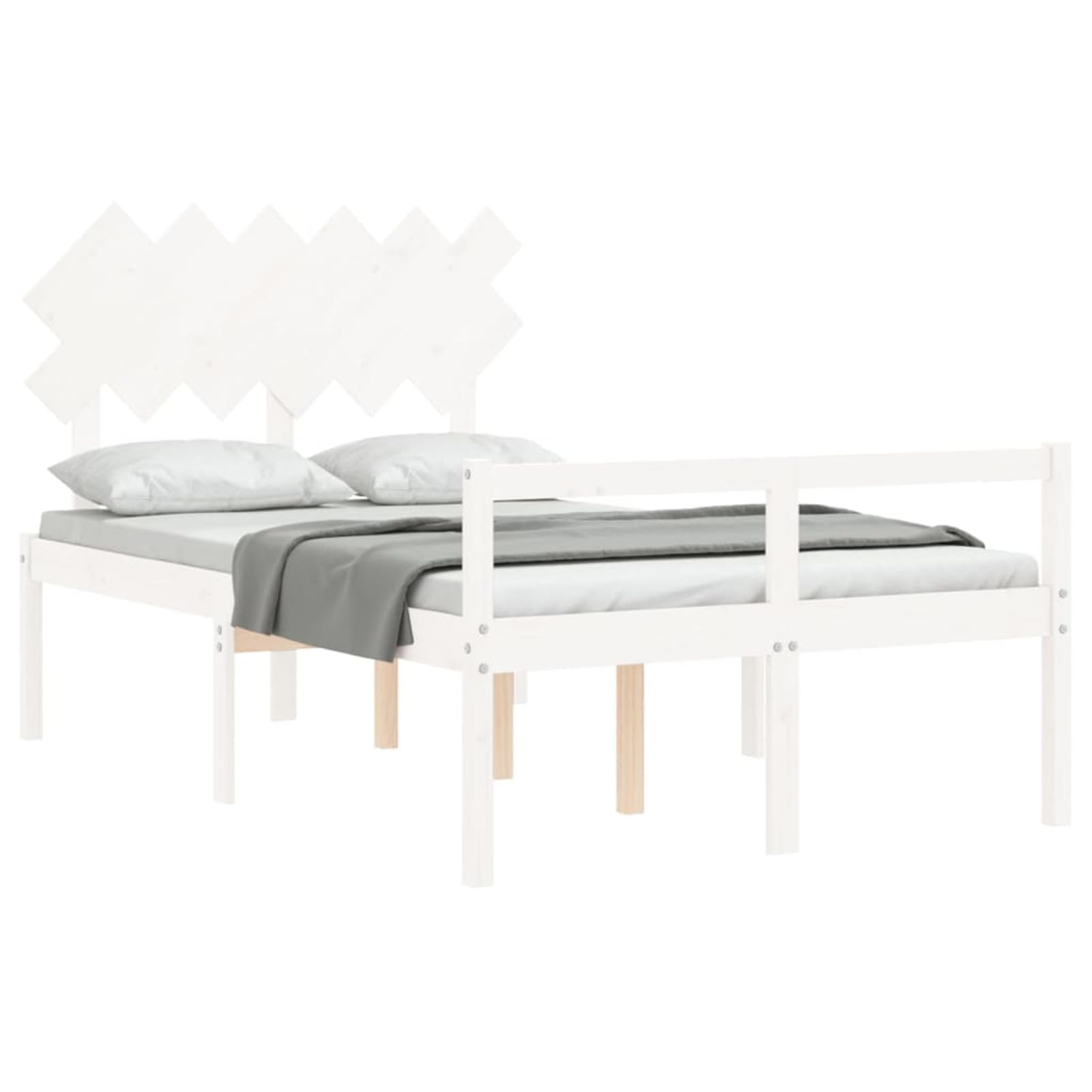 Massives Kiefernholzbett 195,5x125,5cm, 45cm Bodenhöhe, ohne Matratze - Seniorengerecht Model3195517