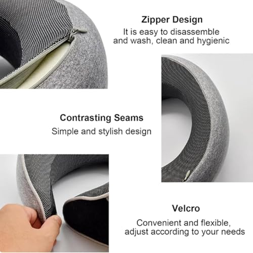 Almohada de cuello de viaje, almohada de espuma viscoelástica en forma de U para mayor comodidad y transpirabilidad, ideal para el hogar, oficina, camping y senderismo
