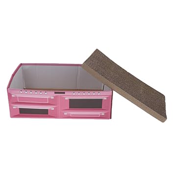 VMS INDIAPet Cat Scratcher Corrugated Paper Box Scratching Pads for Resting Pink