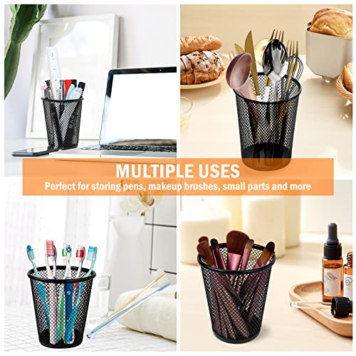 JOYENERGY-12-Packs-Pen-Holder-for-Desk-Mesh-Pen-Cup-Metal-Pencil-Holders-Multifunctional-Organizer-for-Office-School-Home-Makeup-Brush-Black