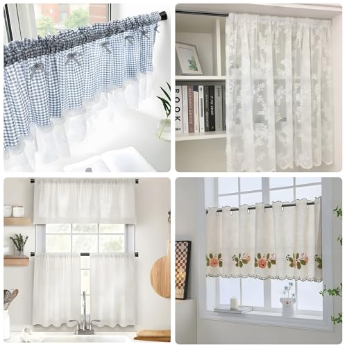 Image of 2 Pack Black Small Tension Curtain Rod 16-26 Inch | 7 /8 inch inch Adjustable Short Curtain Rod No Drilling,Spring Curtain Rod for Windows Kitchen Closet Doorway