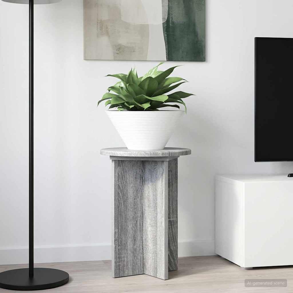 Supporto per piante, 2 pezzi, grigio, in legno, diametro 29,5 x 40 cm | Per interni, design moderno, facile da montare, espositore stabile per vasi