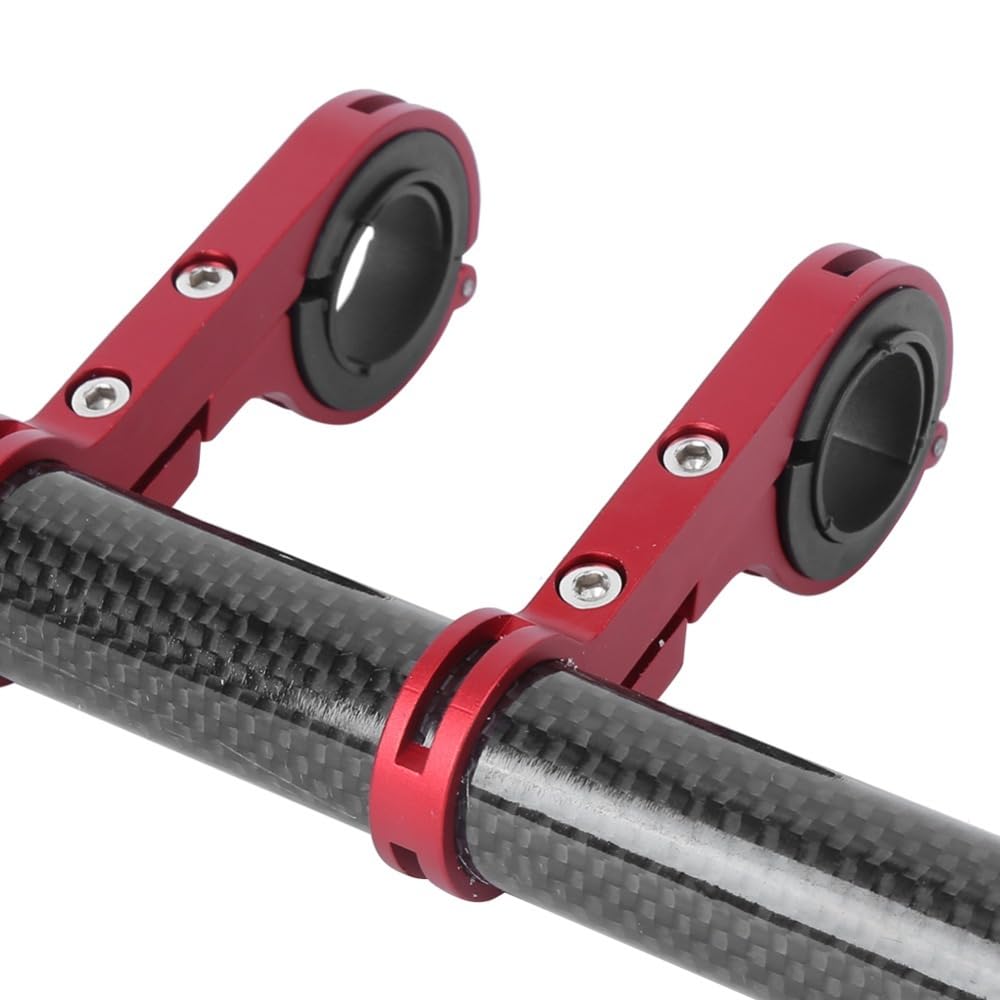 Bike Handlebar Extension Bracket with Double Clamp - 7.9" Aluminum Alloy Rod for Speedometer & Phone Mount, Fits 31.8mm/25.4mm Handlebars(Red)
