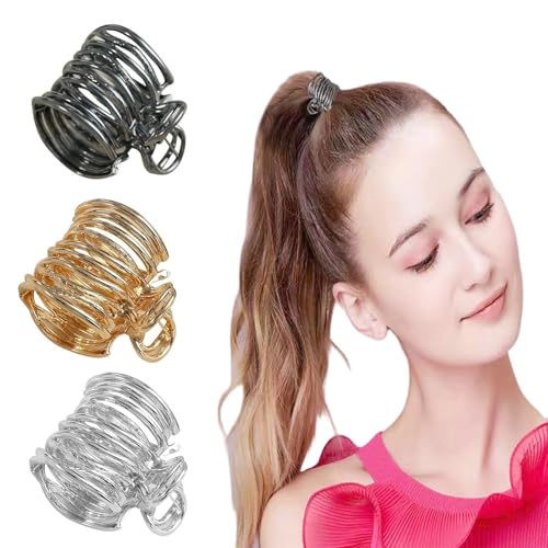 Hohe Pferdeschwanz Clips, 3 Stück Haarspangen Aus Metall für Verbesserte Frisur, Modische Haar-Accessoires Französisches Design, für Dickes Lockiges Langes Haar(Gold Silber Schwarz)