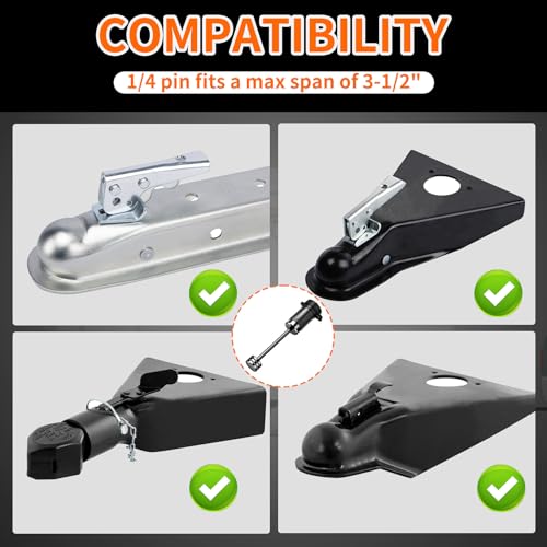 METOWARE Keyed Alike Trailer Hitch Lock Set, 5/8" Pin Fits 2" 2.5" Receivers for Ram 2500 3500, Ford F-250 F-350, 1/4" Coupler Lock with 3-1/2" Span, Anti-Theft Towing Security for Boat RV Truck by METOWARE - Image 2
