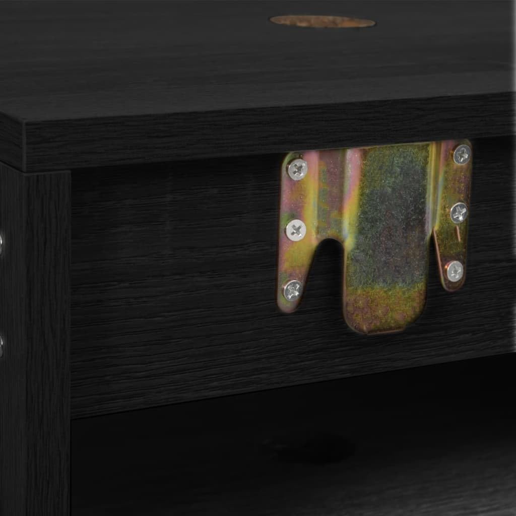 2-częściowy zestaw mebli łazienkowych, czarny, materiał drewnopochodny z szafką pod umywalkę 40 x 34 x 20 cm i lustrem 30 x 30 cm, nie zajmuje dużo miejsca, wiszące meble łazienkowe, miejsce