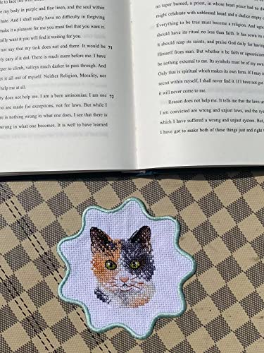 Set di 4 sottobicchieri per punto croce contati a 14 gatti, 12 x 12 cm, motivo gatto a forma di petalo in cotone con sottobicchiere a punto croce