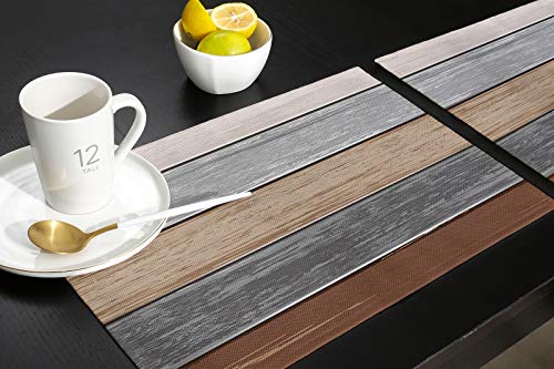 Vandarllin-Placemats-Set-of-6-Retro-Rustic-Barn-Wood-Texture-Polyester-Stain-Resistant-Table-Mats-Washable-Placemat-Decoration-for-Kitchen-Dining-Table-Ombre-Ground-Color-Brown-Grey Vandarllin Placemats Set of 6 Retro Rustic Barn Wood Texture Polyester Stain Resistant Table Mats Washable Placemat Decoration for Kitchen Dining Table Ombre Ground Color Brown Grey