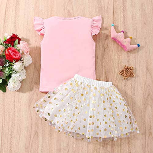 Toddler Kids Baby Girls Birthday Princess Outfits Dress Vest Sleeveless Shirt Polka Dots Tulle Tutu Skirt 2Pcs4