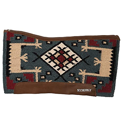 Weaver Leather 35-9337-W48 Synergy Contoured Performance Saddle Pad, Yuma - Indigo Blue/Dark Red,...