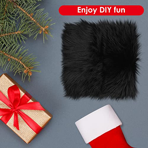 WLLHYF Kunstpelz Quadrate Stoff 12 Zoll zotteligen Pelz Stoff Schnitte flauschigen Pelz Patches Plüsch Teppich Stuhl Sitzkissen für DIY Handwerk Weihnachten Gnome Dekore Nähen(schwarz, 30 x 30 cm)