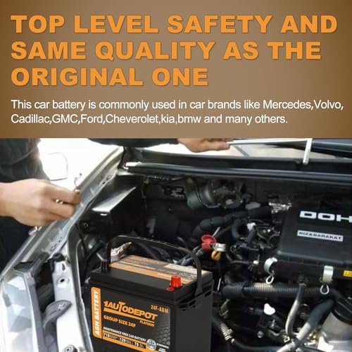 Image of BCI Group 24F Car Battery, 12V 70Ah Automotive Battery Premium Maintenance Free AGM Batteries, 710CCA, 120RC, 36 Months Warranty