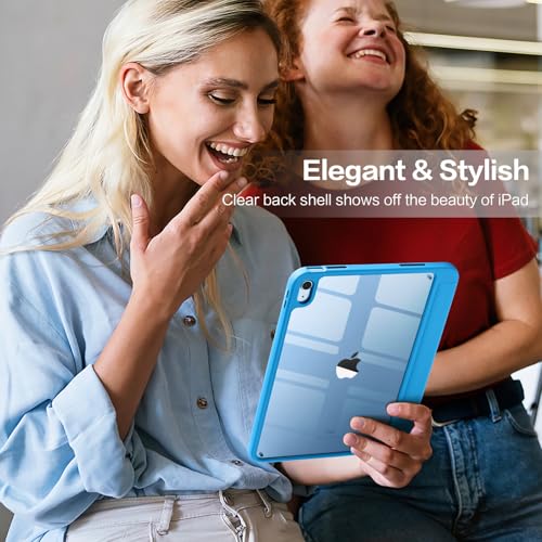Image of Wenlaty Compatible with iPad (A16) 11th Generation Case 11 Inch 2025, for iPad 10th Generation Case 10.9 Inch 2022 with Pencil Holder, Trifold Stand Protective Clear Back Shell, Auto Wake /Sleep, Blue