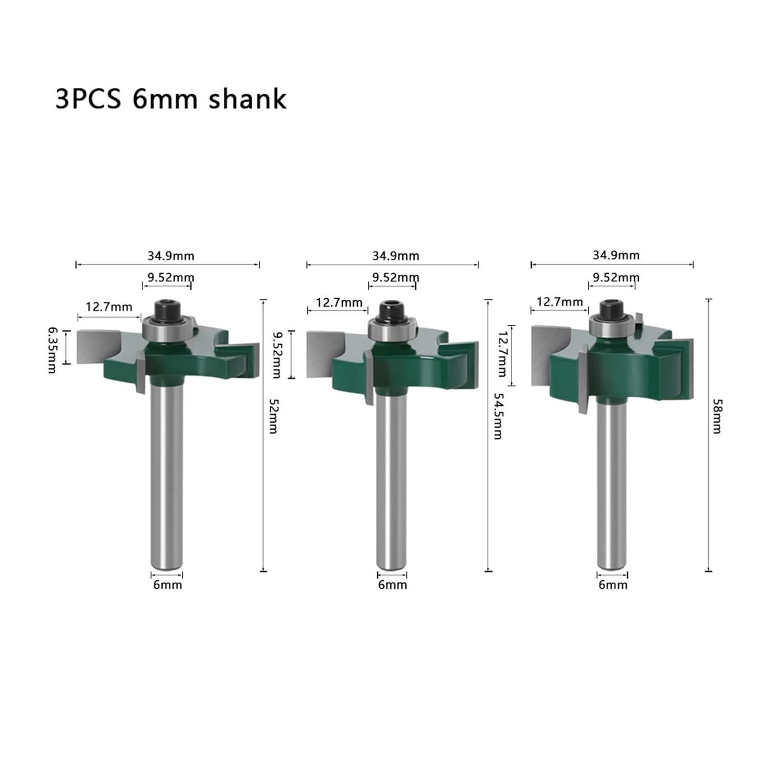 ハードウェアフライスカッター 1枚の6 mm 1/4インチシャンクTベアリング木製ミリングカッター工業用グレードのラバーセットビット