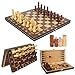 Produktbild Schachspiel,3-in-1Magnetisches Schachspiel aus Holz 29 x 29 cm,Chess Set, Faltbares Chess Board, Kinder, Freunde, Familie Oder Partner