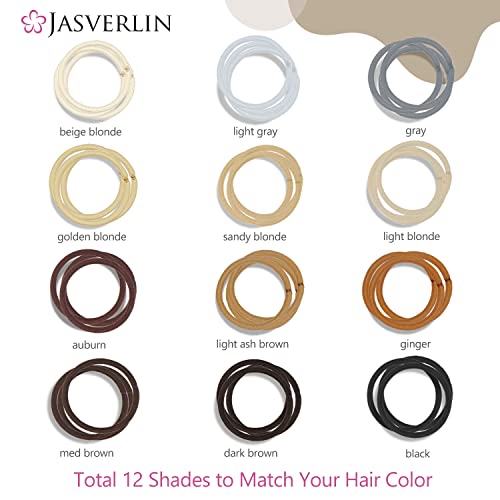 No Metal Hair Ties Brown Elastics Nylon For Women Girls Large Thick Fine Beauty Hair Ties Ponytail Holder Snag Free No Damage No Breakage 4Mm 50 Pcs Jasverlin (Light Ash Brown) #TOP3