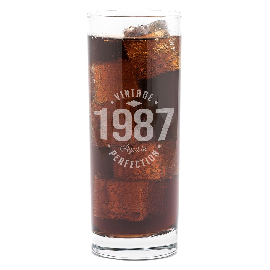 Dust and Things Vintage Aged to Perfection Highball Glass, Engraved Birth Year 1934-2007, 25.5 cm (1987)